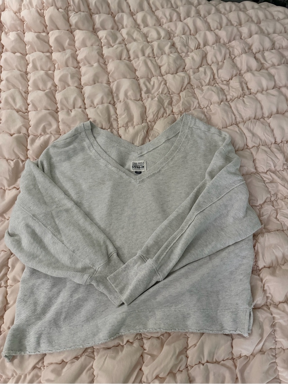 Light Gray V-Neck Thermal Top